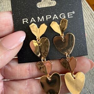 Rampage Gold-Tone Layered Heart Drop Earrings